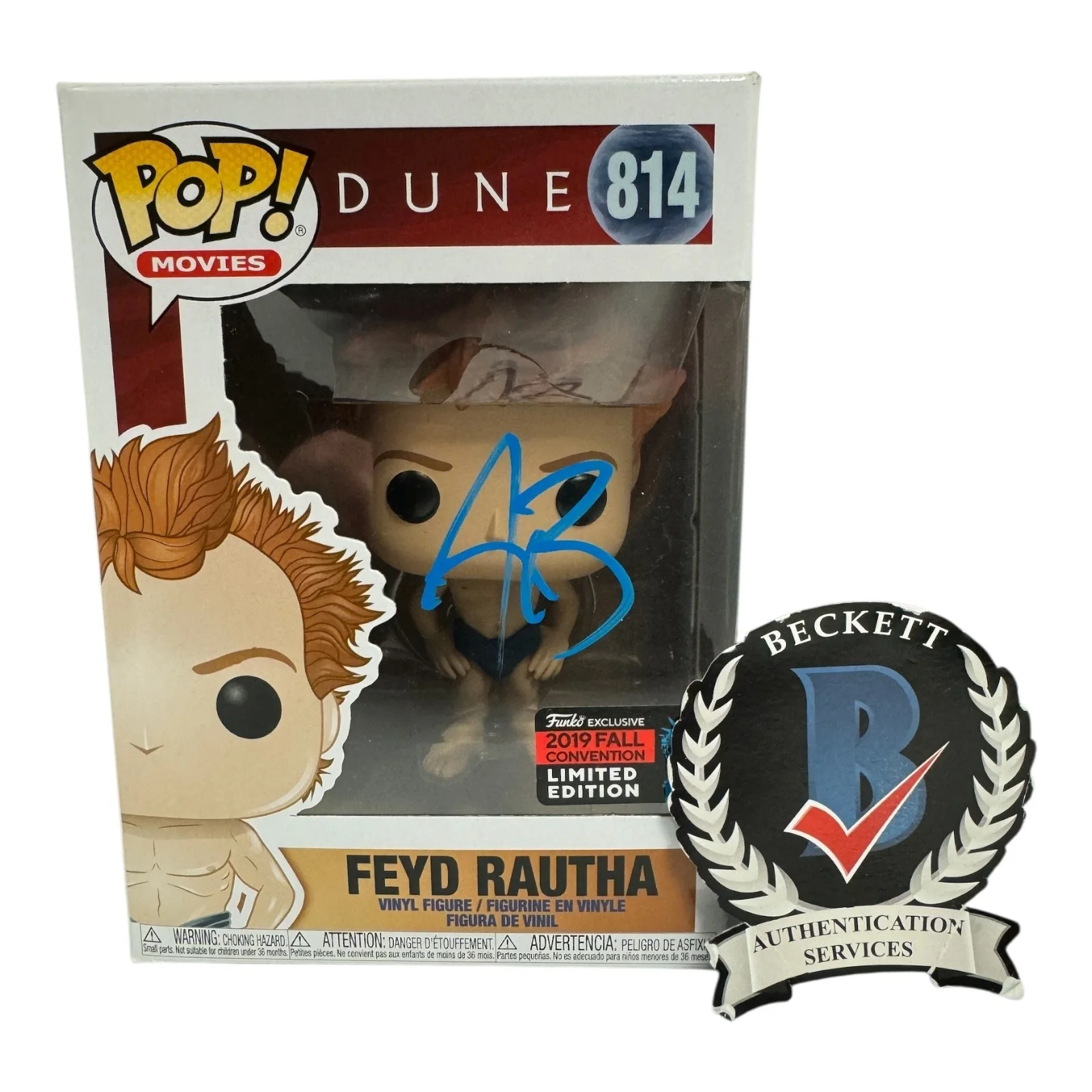 AUSTIN BUTLER — AUSTIN BUTLER SIGNED AUTOGRAPH FUNKO POP DUNE 814 BECKETT BAS FEYD RAUTHA