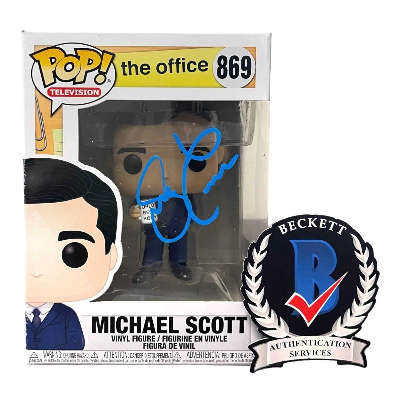 STEVE CARELL — Steve Carell Signed Autograph The Office Funko Pop 869 Beckett BAS Michael Scott