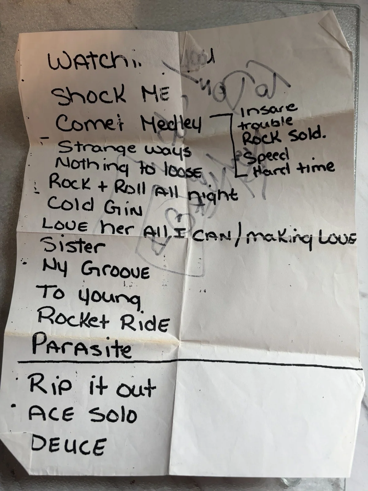 ACE FREHLEY SIGNED AUTOGRAPHED SET LIST FROM 1995 FREHLEY’S COMET LOOK KISS, изображение 2