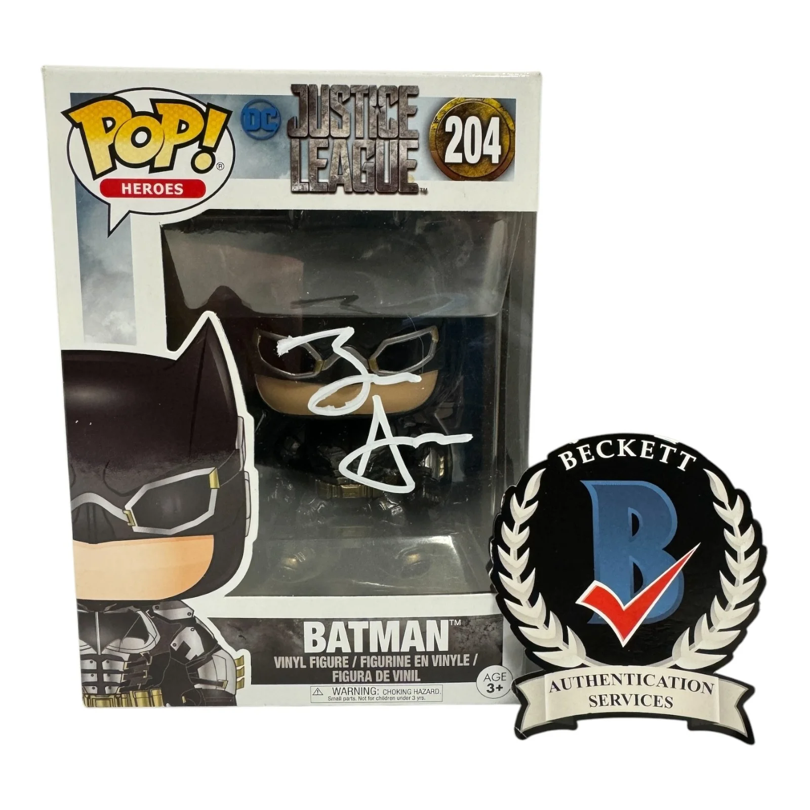BEN AFFLECK — BEN AFFLECK SIGNED AUTOGRAPH FUNKO POP 204 JUSTICE LEAGUE BECKETT BAS