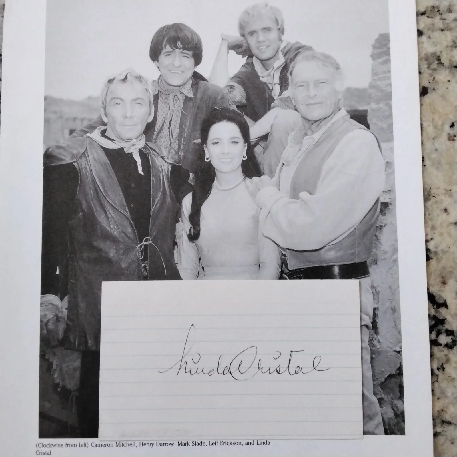 Linda Cristal SIGNED Card Page Film TV Actress High Chaparral Cast Magnificent 7, изображение 3
