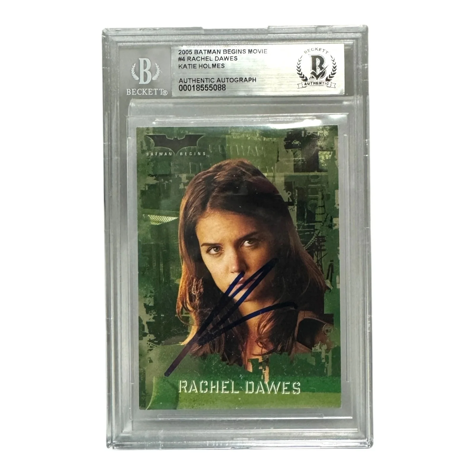 Katie Holmes — Katie Holmes Signed Autograph Slabbed 2005 Topps Batman Begins Card Beckett BAS