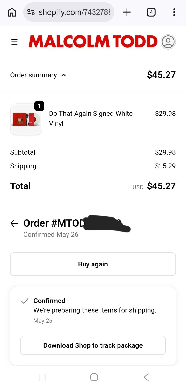 Malcolm Todd Do That Again Signed Original White Vinyl Record PRESALE, image 2