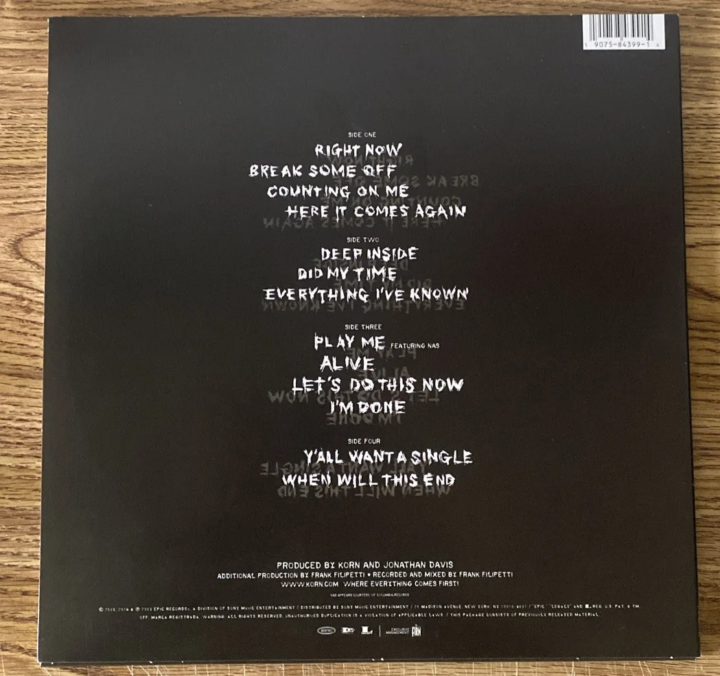 James Munky Shaffer Autographed Vinyl Album ‘Take A Look In The Mirror’ Korn, изображение 3
