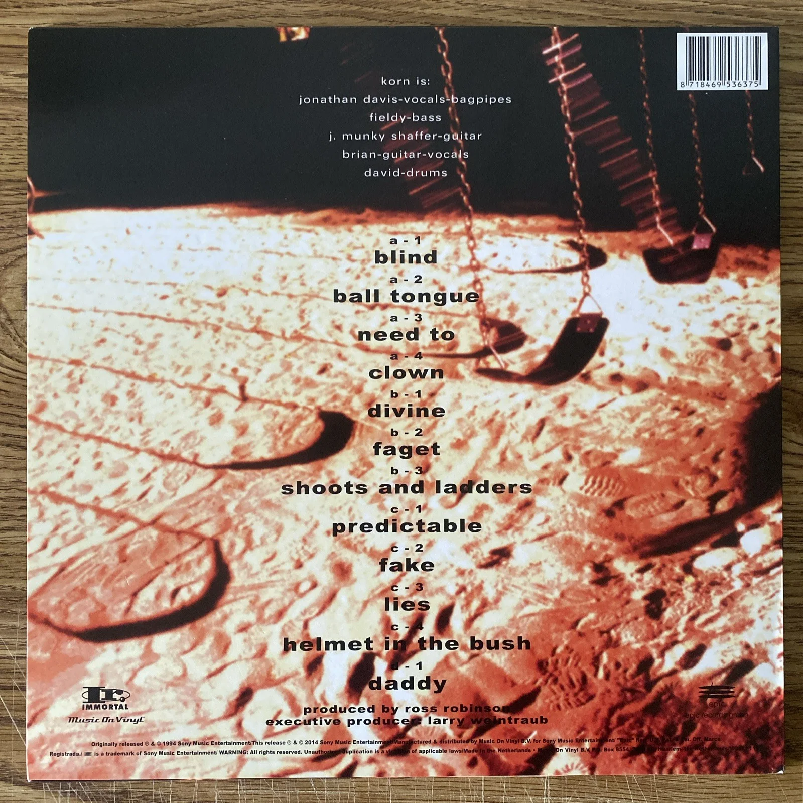 James Munky Shaffer Autographed Vinyl Album ‘Korn’ Self-Titled, изображение 3