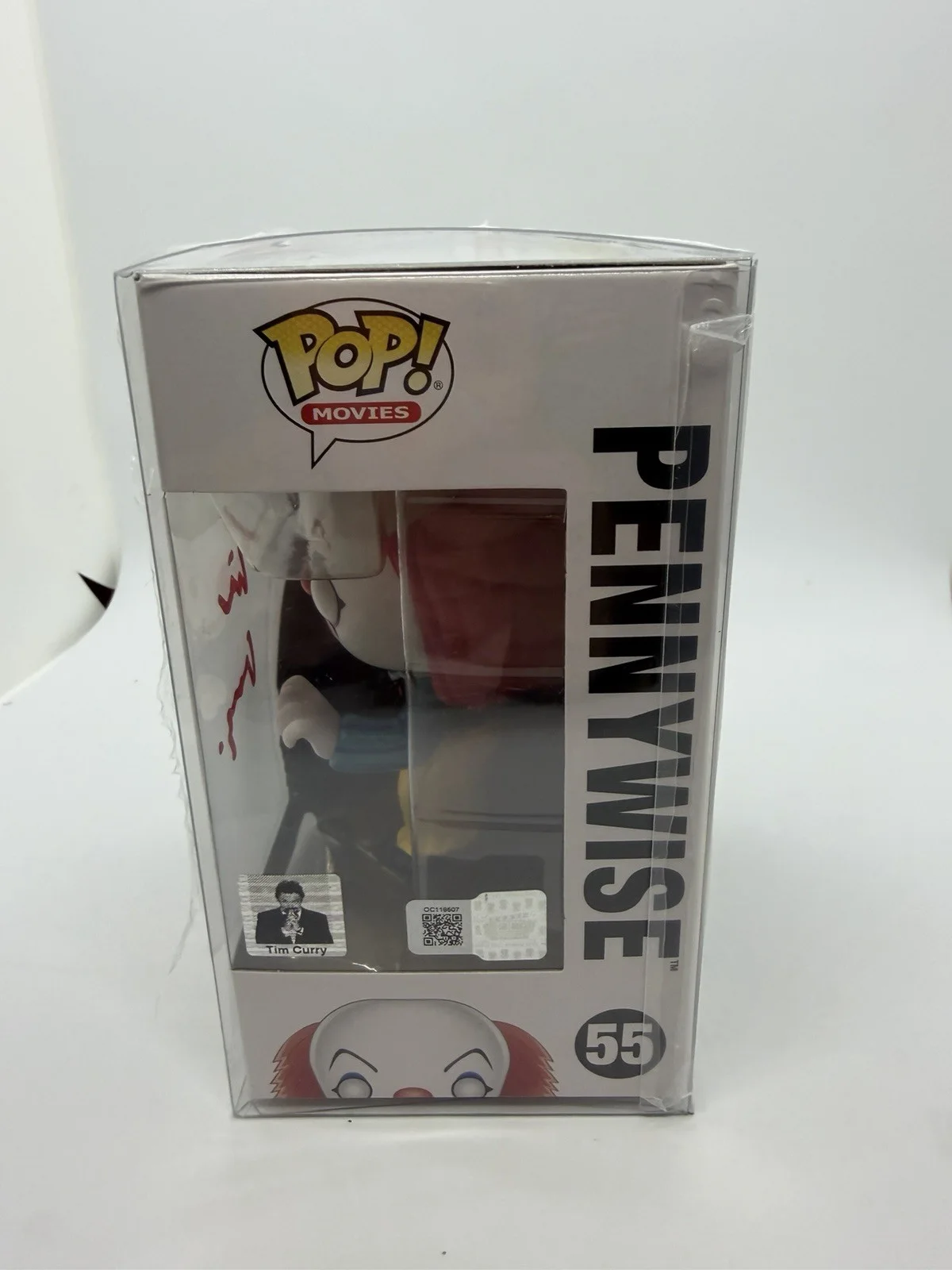 Tim Curry — TIM CURRY AUTOGRAPHED SIGNED IT PENNYWISE FUNKO POP #55 Tim Curry Holo OC COA, image 2
