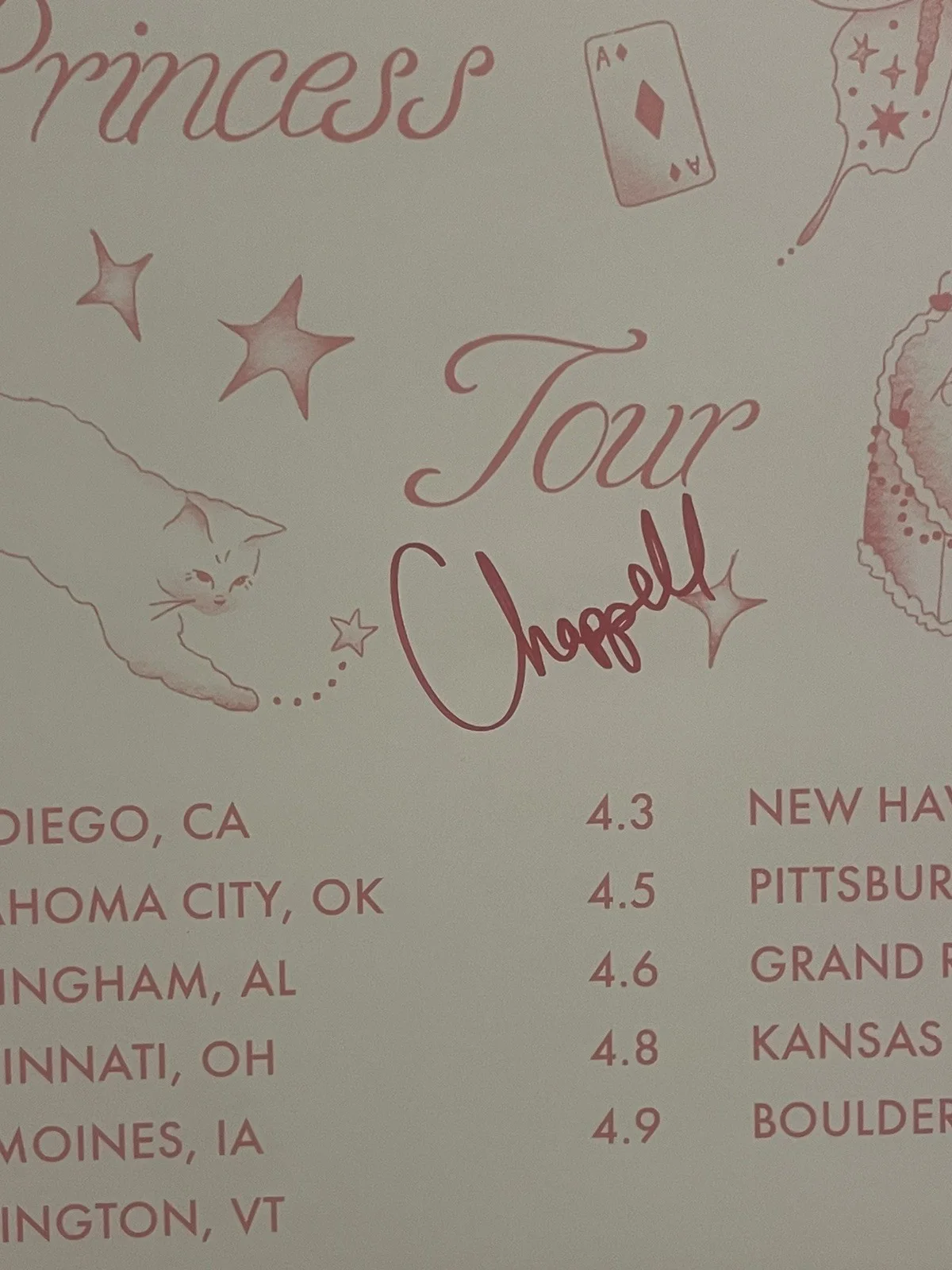 Autographed Chappell Roan Midwest Princess Tour Poster Flash Tattoo Art, image 4