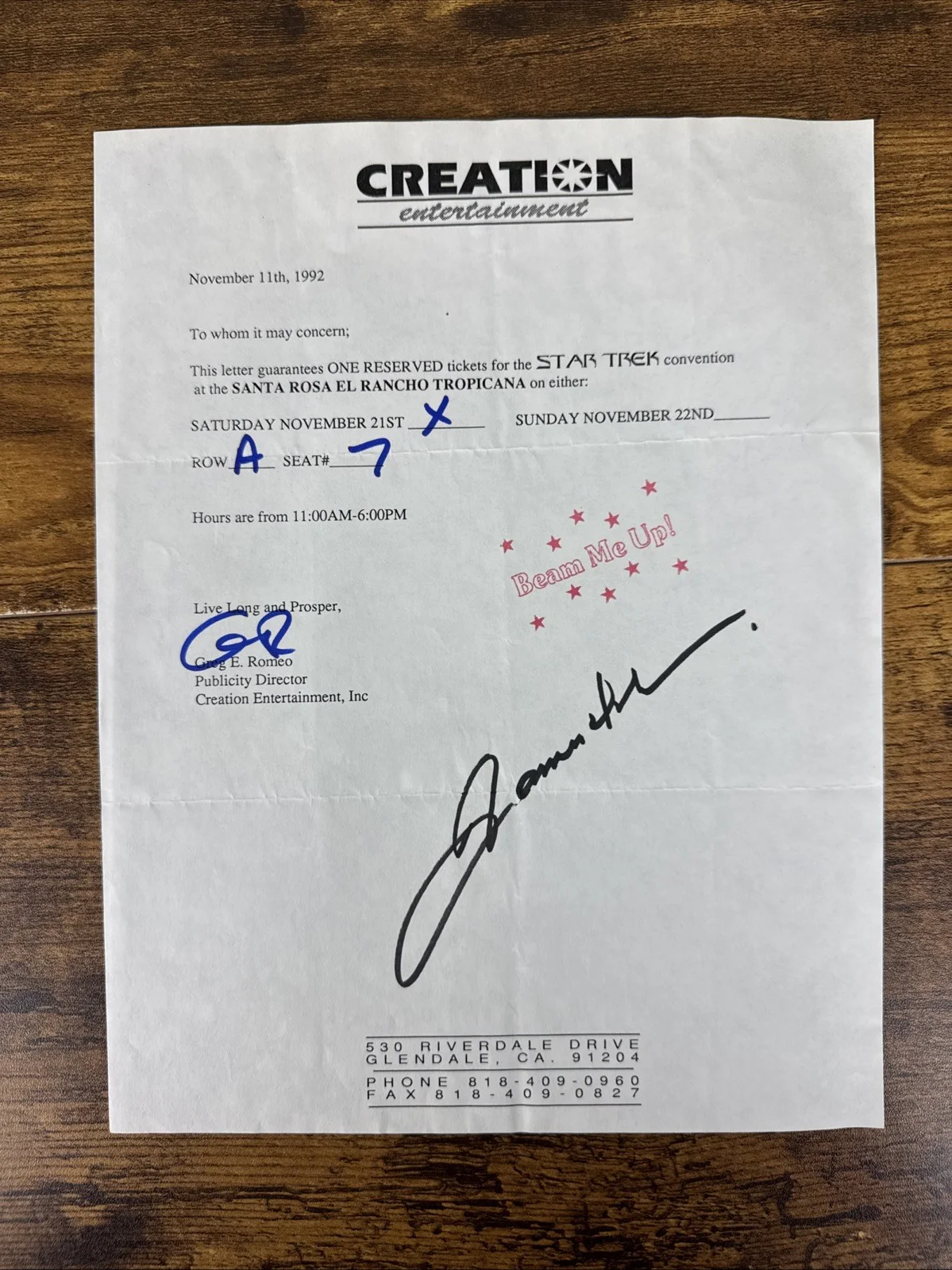 James Doohan — STAR TREK IV The Undiscovered Country JAMES DOOHAN signed photo & Letter, изображение 3