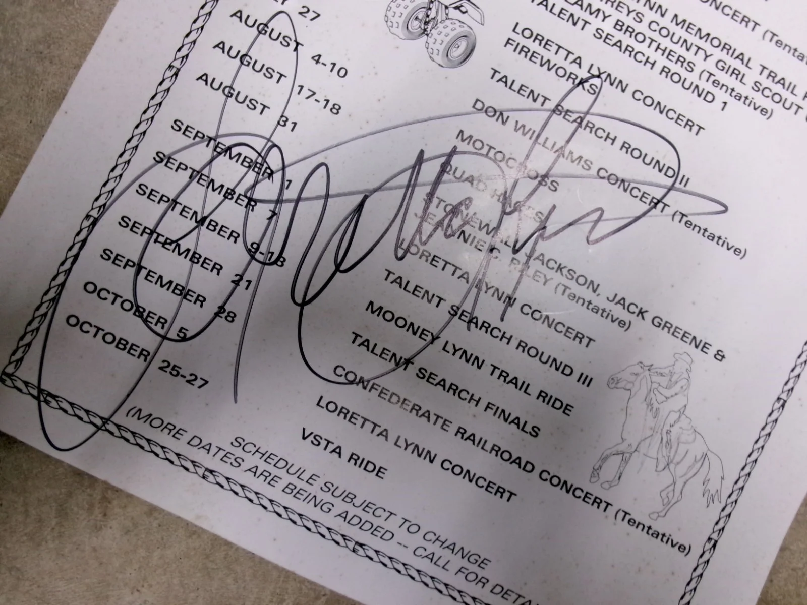 Loretta Lynn Signed Ranch Schedule 2002, image 3