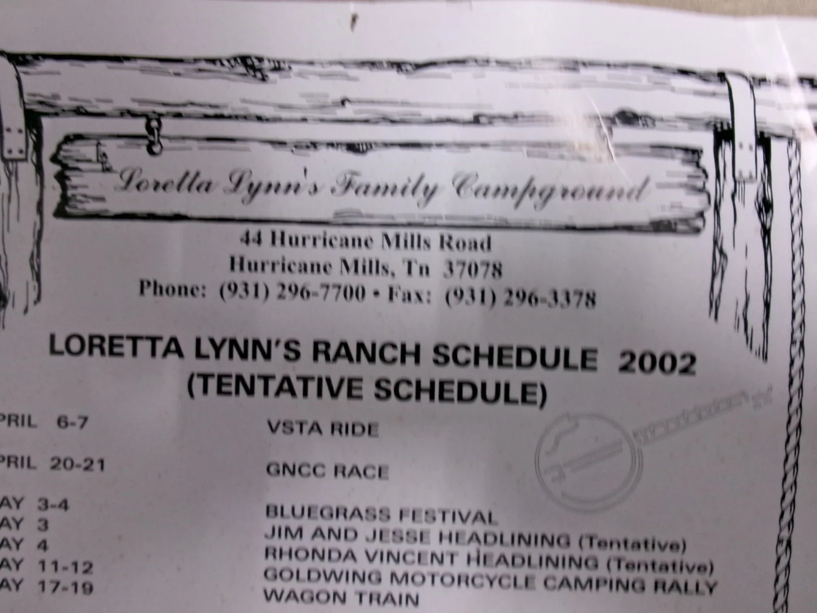 Loretta Lynn Signed Ranch Schedule 2002, image 4