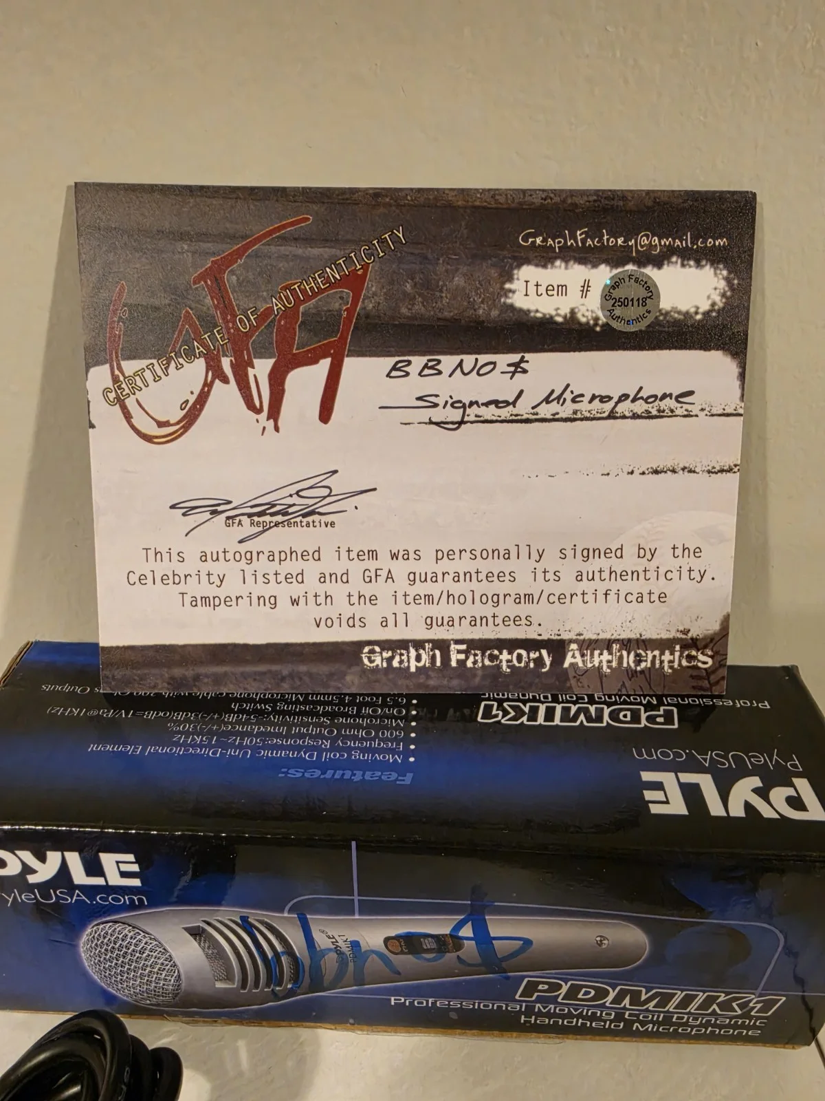 BBNO$ Signed Pyle Microphone (Certified), image 3