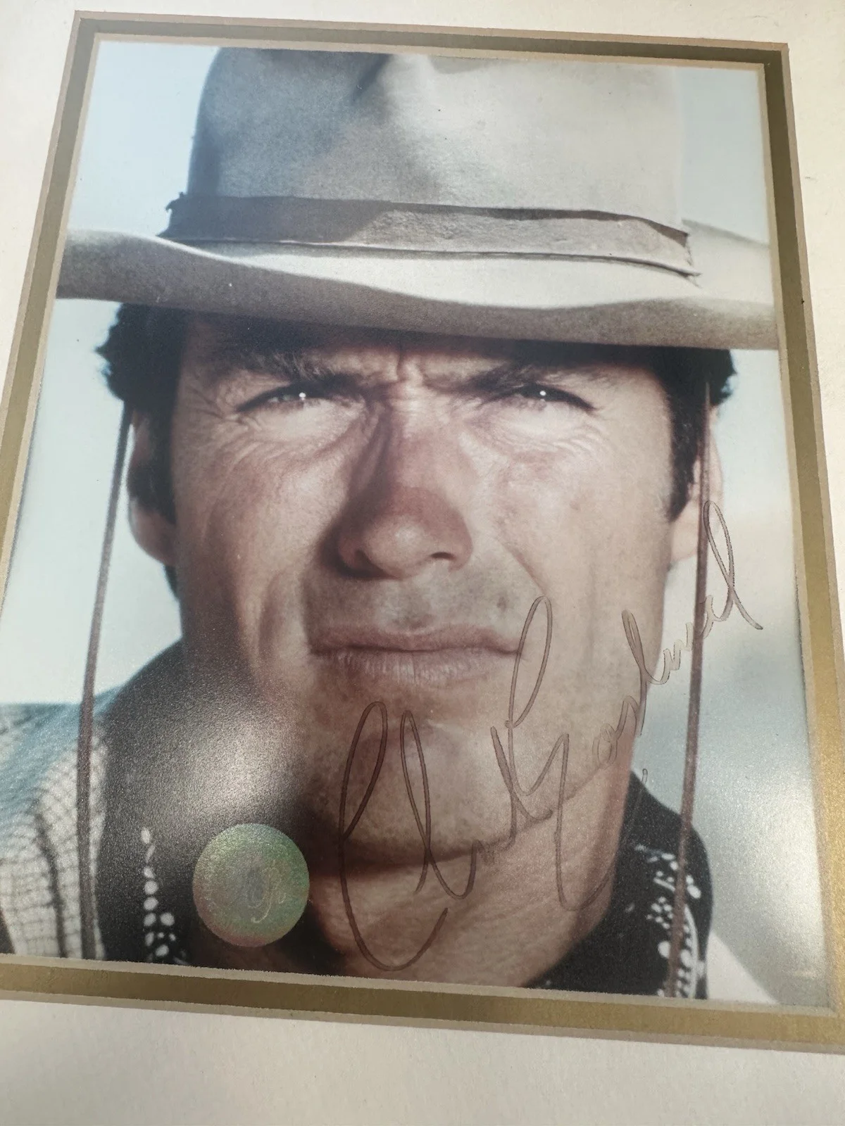 Vintage Clint Eastwood Facsimile Signed Framed Cowboy Portrait Display, изображение 2