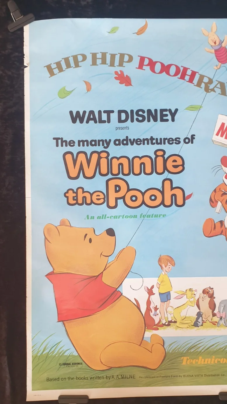 Winnie The Pooh Original US One Sheet Movie Poster 27x40 Disney Rolled, изображение 2