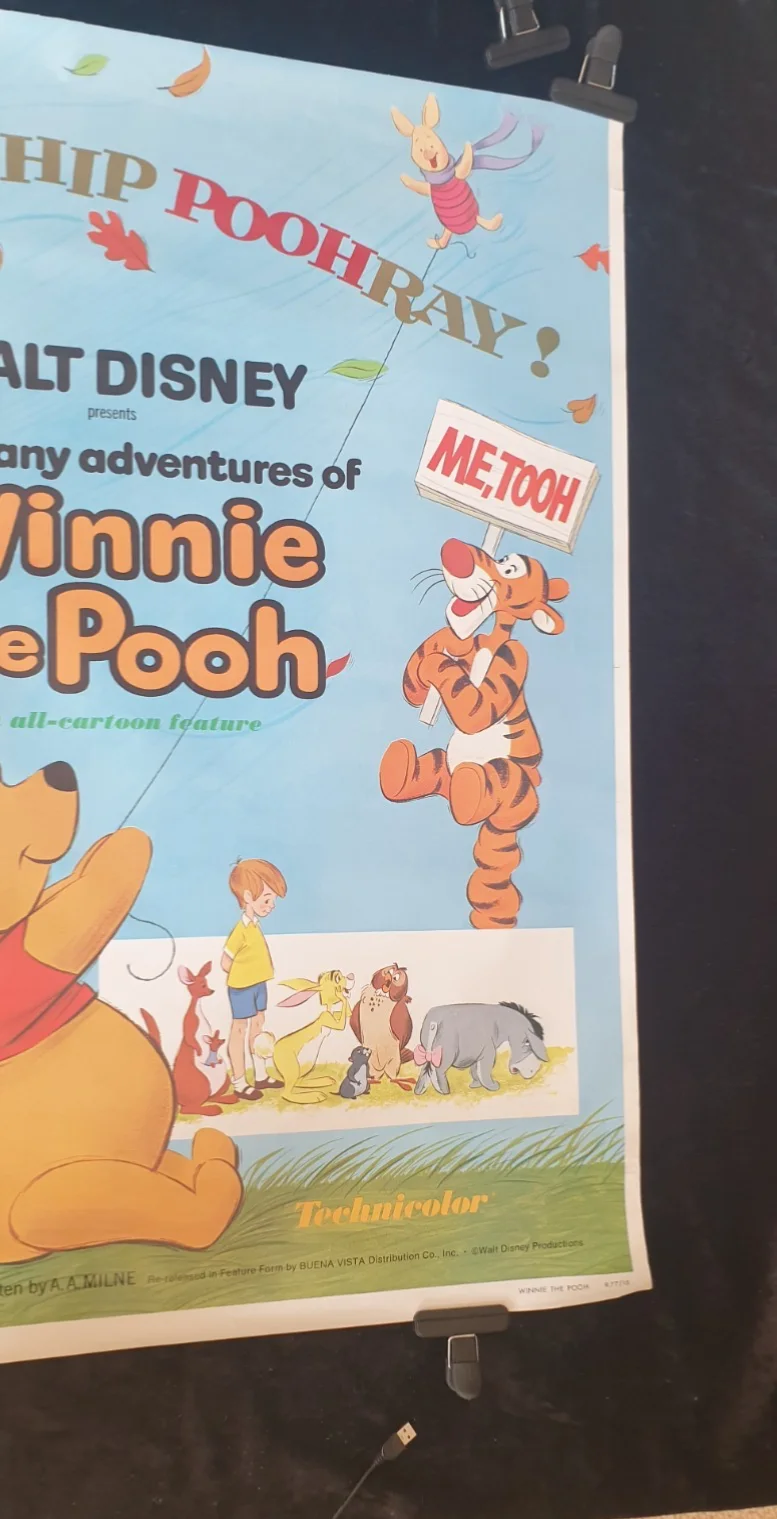 Winnie The Pooh Original US One Sheet Movie Poster 27x40 Disney Rolled, изображение 3
