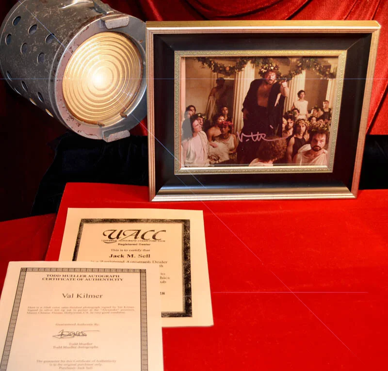 VAL KILMER — VAL KILMER Signed Rare ALEXANDER Autograph, Frame, COA, UACC RD#228, DVD, image 3