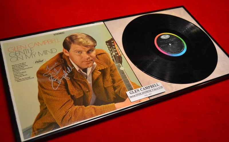 Rare GLEN CAMPBELL Signed Original Autograph Record, Frame, Plaque, COA, UACC, image 5