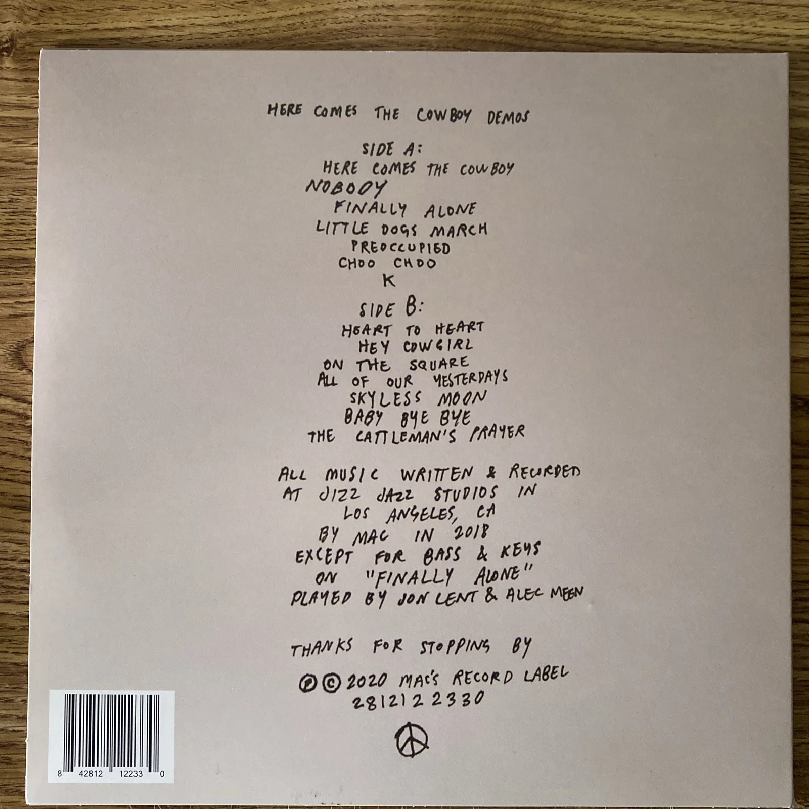 Mac DeMarco Autographed Vinyl Album ‘Here Comes The Cowboy Demos’, изображение 3
