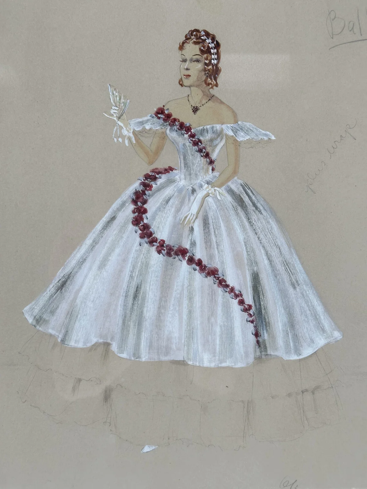 Opera Costume Design Original Art Loxi Ball by Bradley Framed 22" x 28", image 3