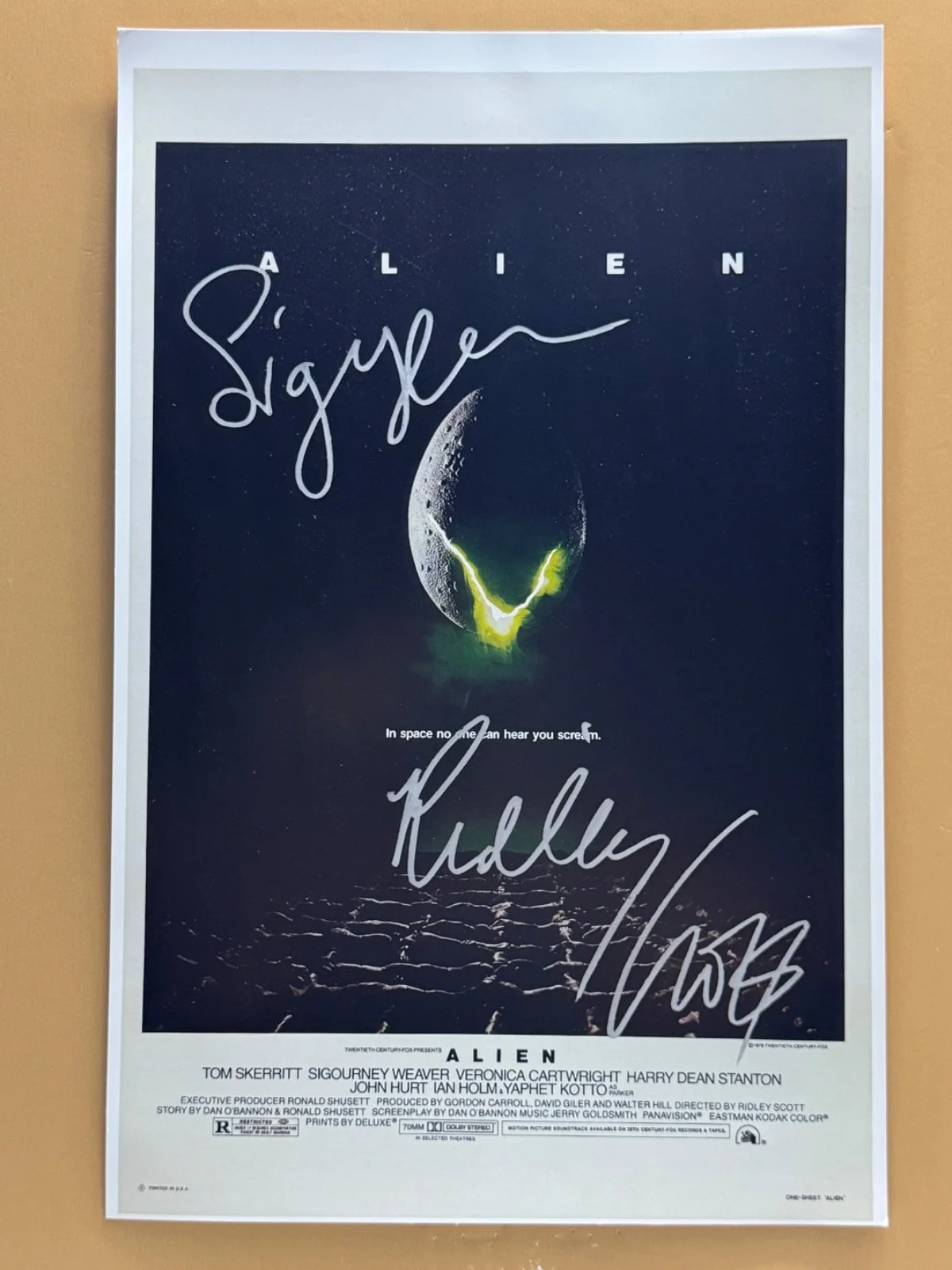 Sigourney Weaver and Ridley Scott — SIGNED ALIEN 11x17 Movie Poster COA by 2 of the actors - Shipped FREE