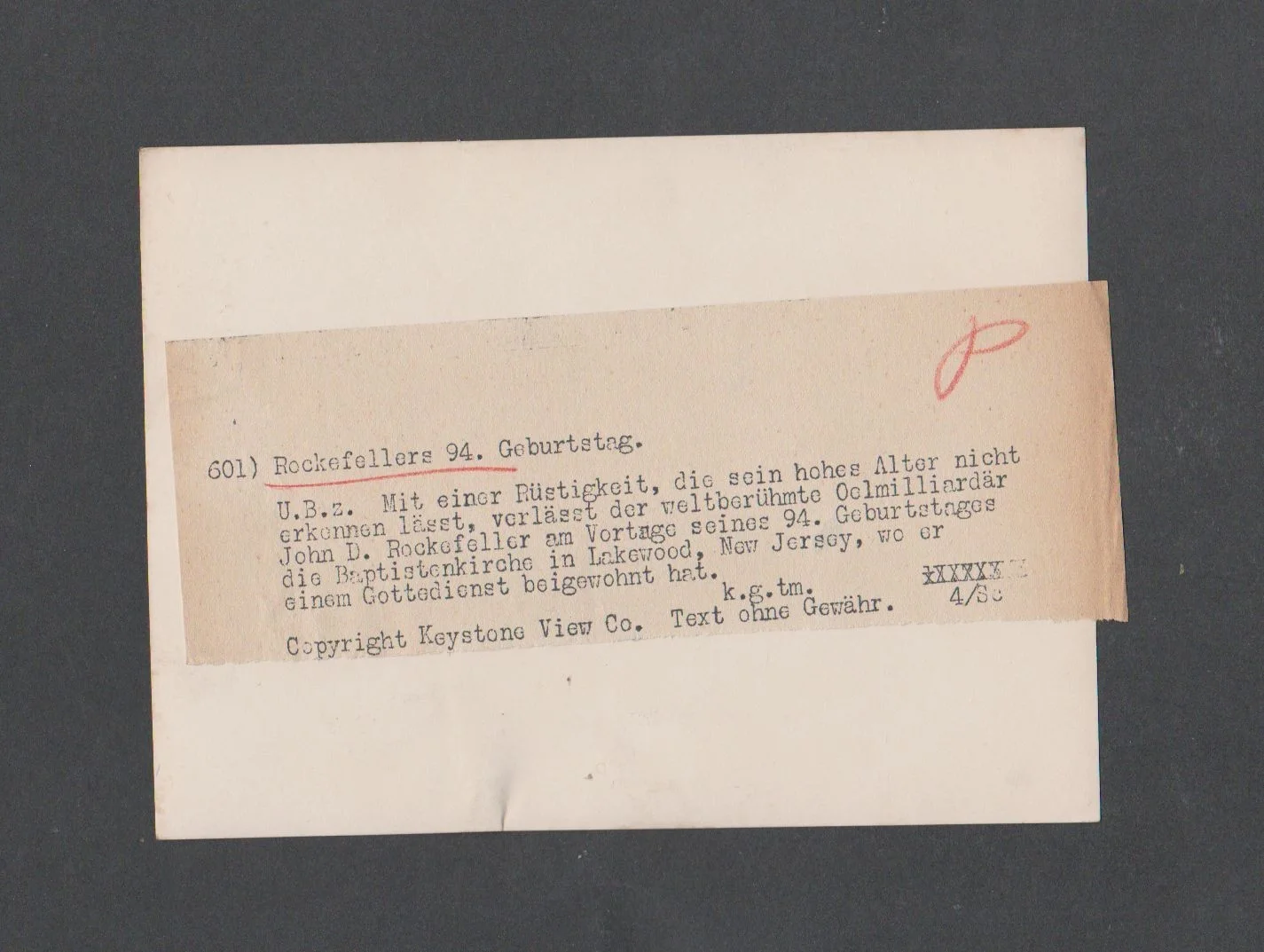 Vintage JOHN D ROCKEFELLER 94th BIRTHDAY ' "Press Photo" 1933, image 2