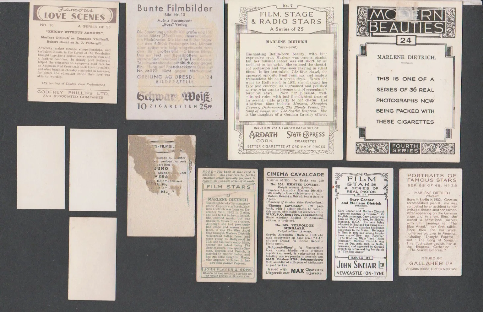 Vintage MARLENE DIETRICH Twelve (12) Small Cards 1930s, image 2