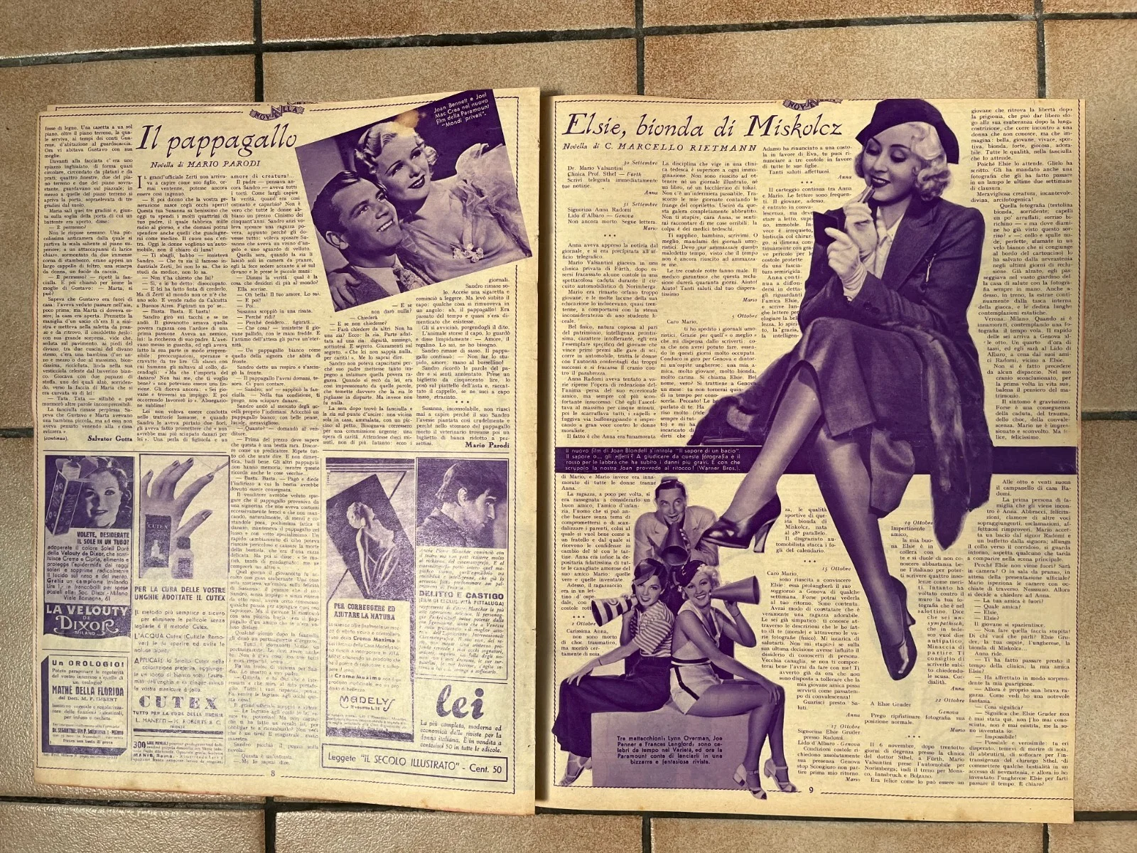 Vintage MAE WEST IRINA LUCACEVIC JOAN BLONDELL Italian Mag 1933, изображение 3