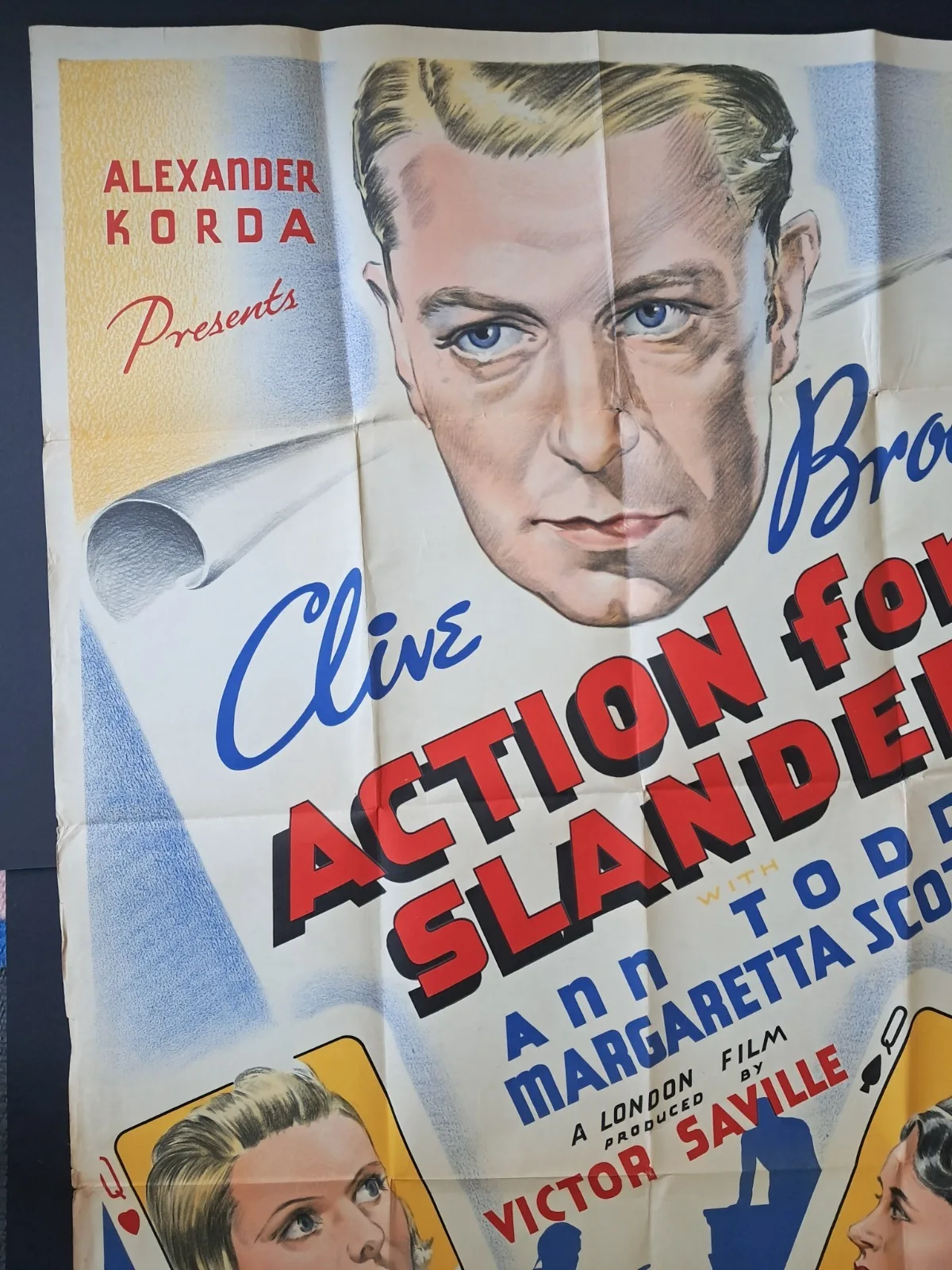 ACTION FOR SLANDER 1937 ORIGINAL UK QUAD POSTER CLIVE BROOK -ANN TODD VNC, image 2