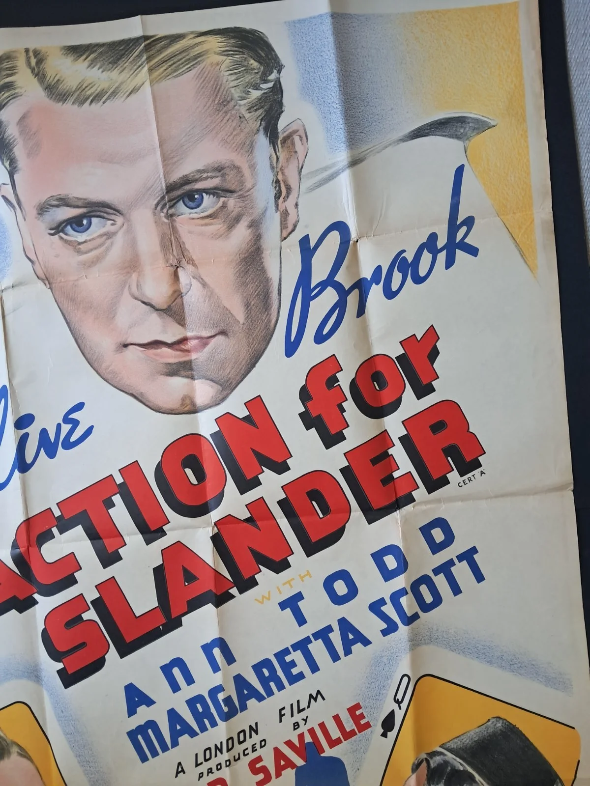 ACTION FOR SLANDER 1937 ORIGINAL UK QUAD POSTER CLIVE BROOK -ANN TODD VNC, image 3