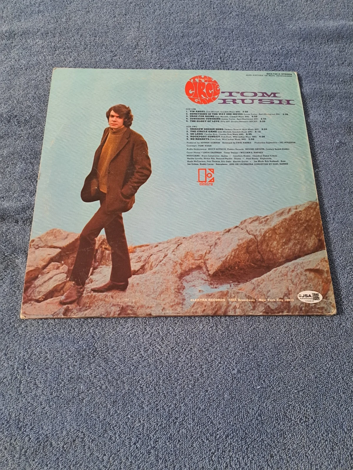 TOM RUSH SIGNED "THE CIRCLE GAME " VINYL 1968 by ELEKRA RECORDS JSA COA, image 2