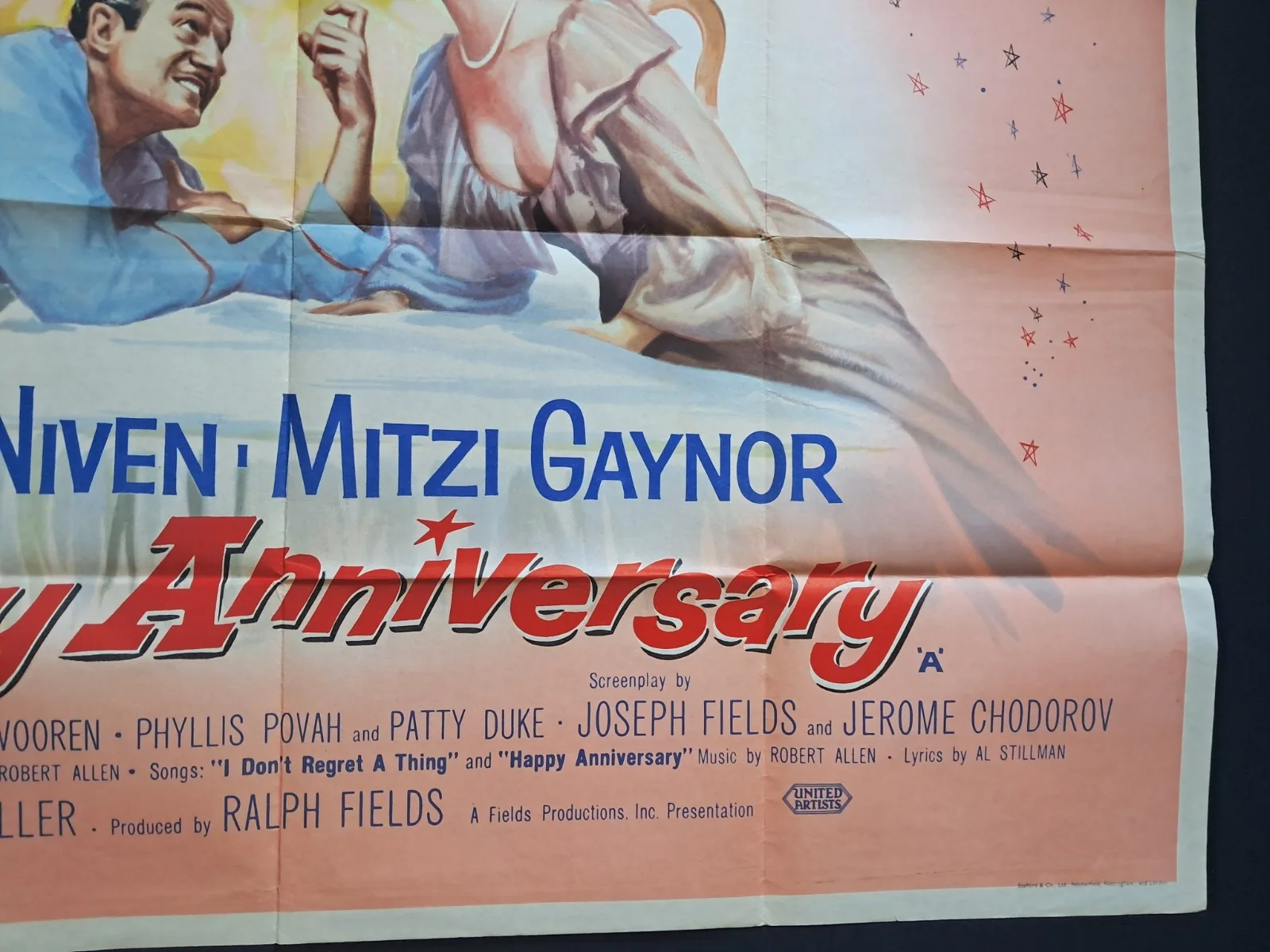 HAPPY ANNIVERSARY 1959 ORIGINAL UK QUAD CINEMA POSTER DAVID NIVEN VNC 40 x 30", изображение 5
