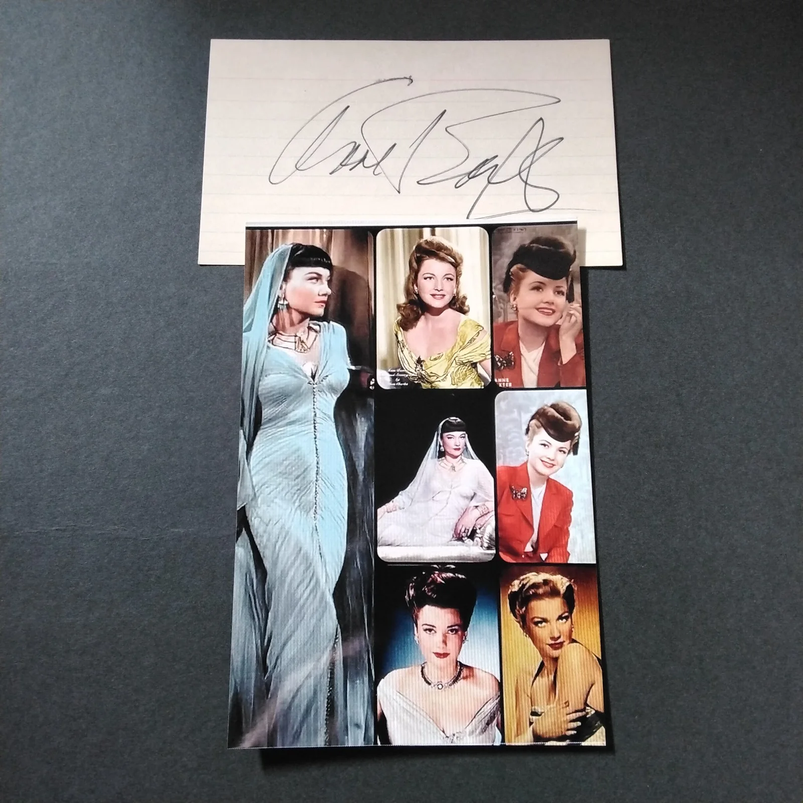 Anne Baxter SIGNED Card Photo Film Actress All About Eve Razor's Edge Cimarron, изображение 2