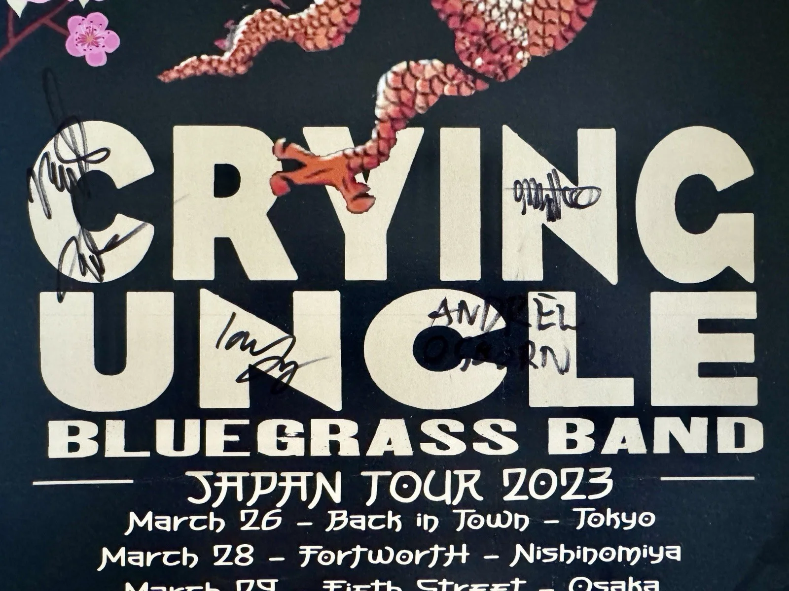 CRYING UNCLE 2023 Japan Tour Poster Band Signed 12x18”, изображение 2