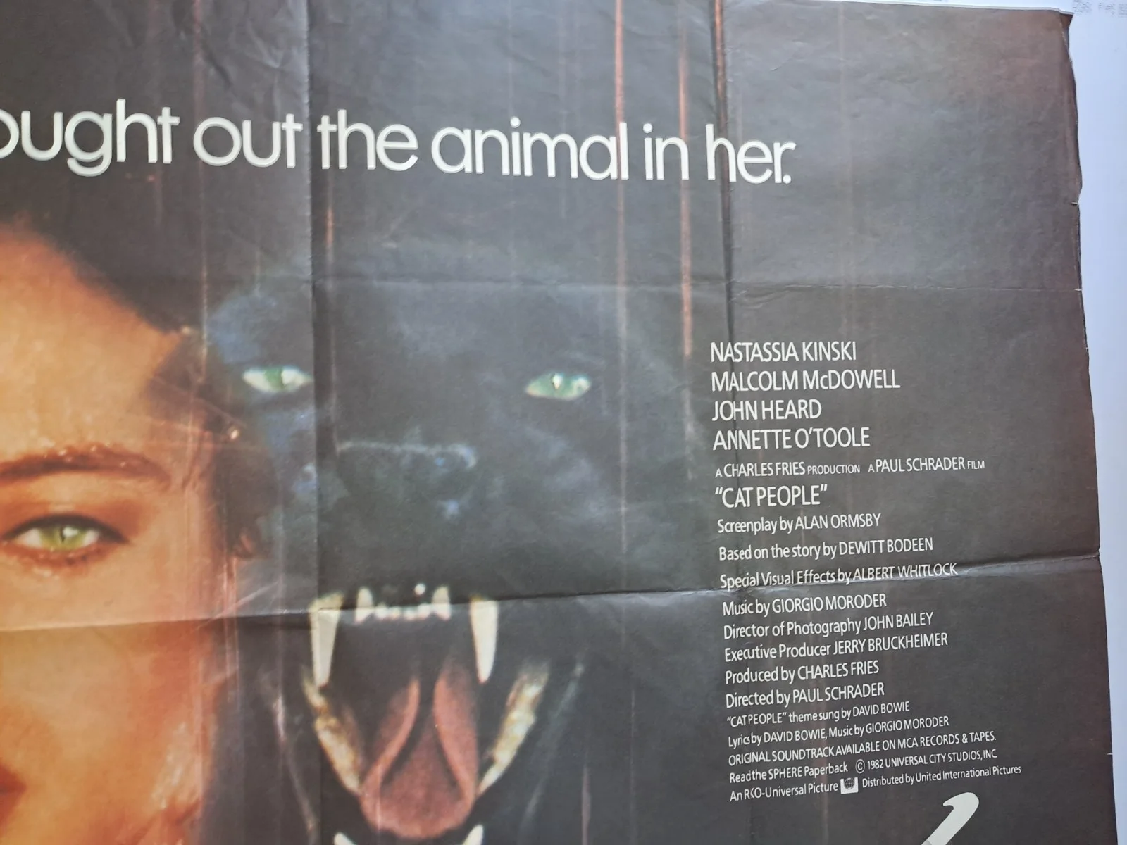 CAT PEOPLE (NASTASSIA KINSKI) 1982 ORIGINAL UK CINEMA QUAD POSTER 40 x 30" APPRO, изображение 3