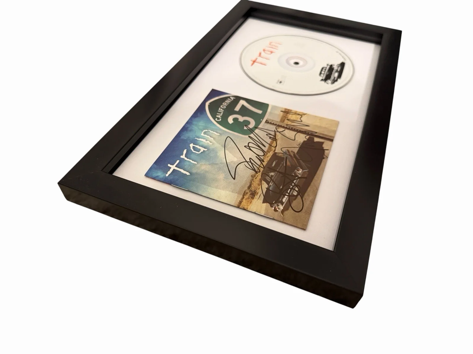 TRAIN BAND SIGNED AUTOGRAPH x3 CALIFORNIA 37 FRAMED & MATTED CD PAT MONAHAN +2, изображение 2