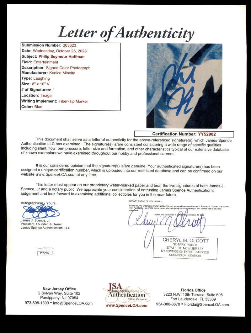 Philip Seymour Hoffman — Philip Seymour Hoffman JSA Coa Signed 8x10 Photo Autograph, image 2