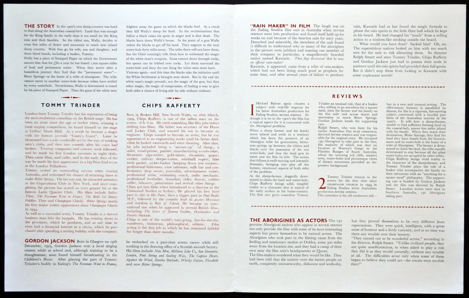 BITTER SPRINGS 1950 Tommy Trinder Chips Rafferty EALING STUDIOS SYNOPSIS, image 2
