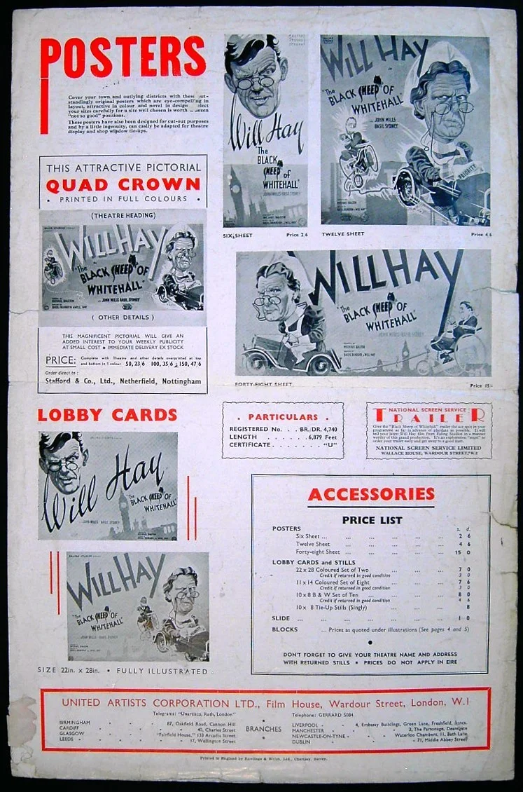 BLACK SHEEP OF WHITEHALL 1942 Will Hay John Mills EALING STUDIOS PRESSBOOK, image 2