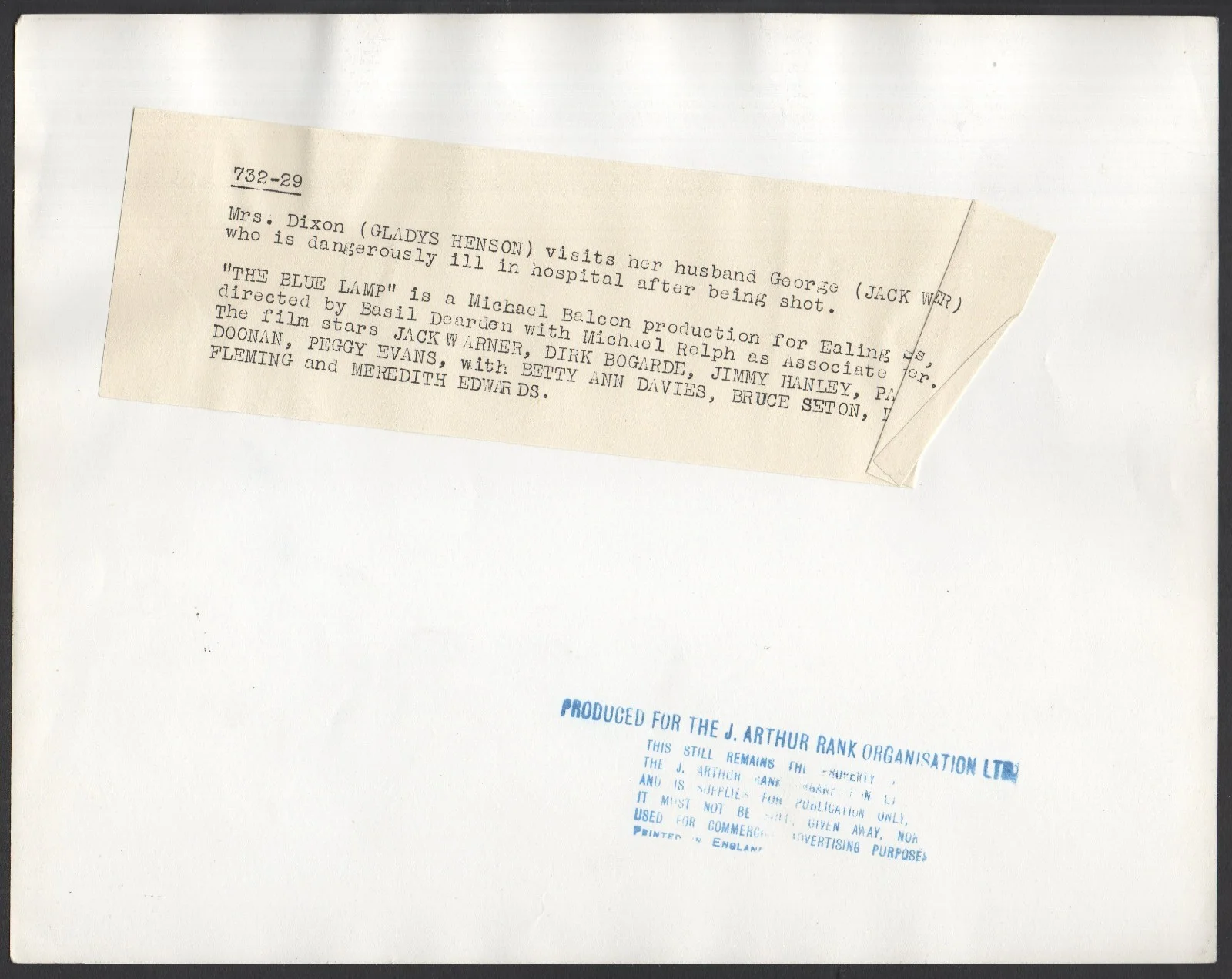 BLUE LAMP 1949 Jack Warner, Gladys Henson EALING STUDIOS 10x8 STILL #29, image 2