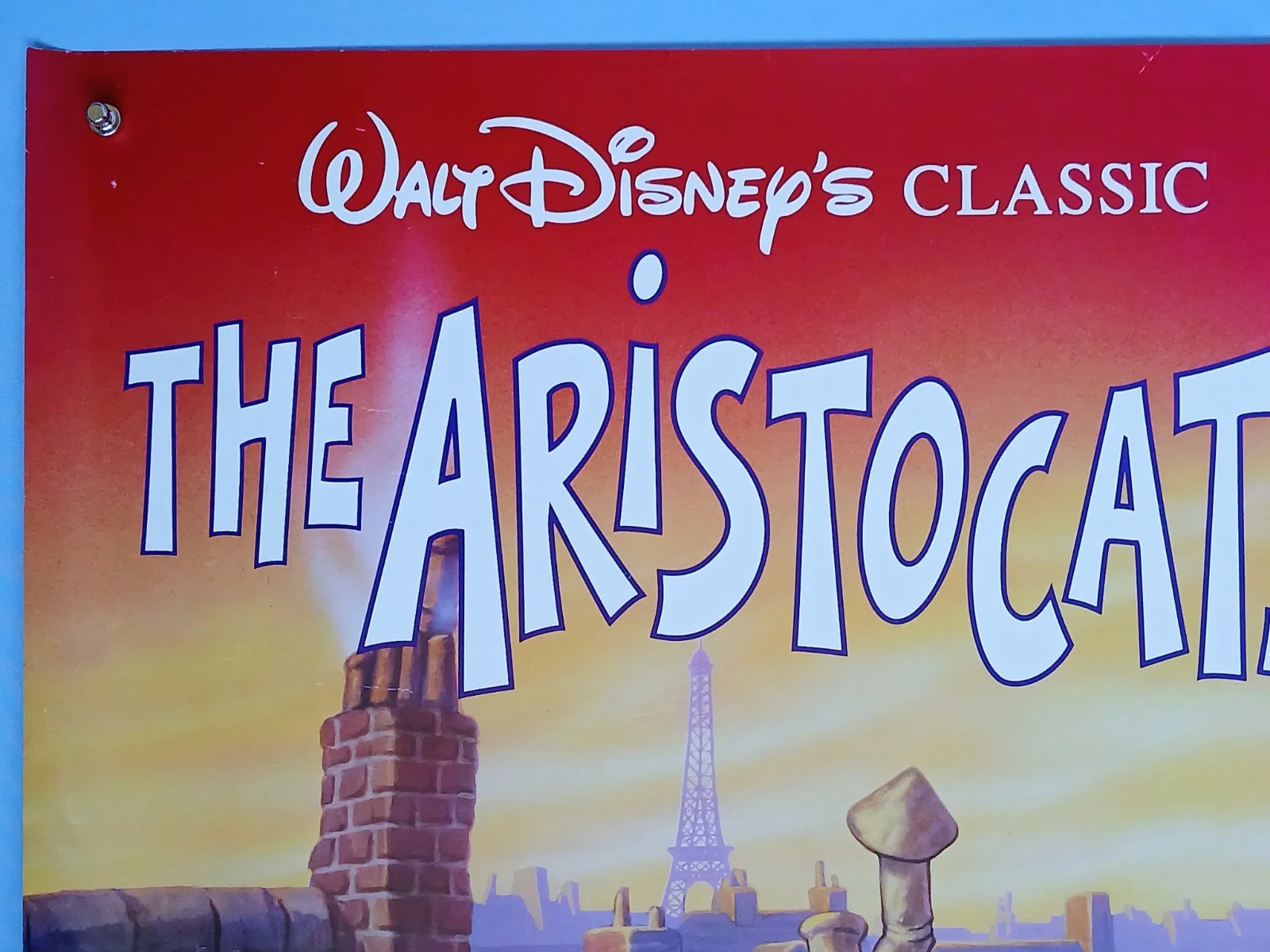 THE ARISTOCATS (1970) rare original Easter 1994 re-release ds rolled quad poster, image 2