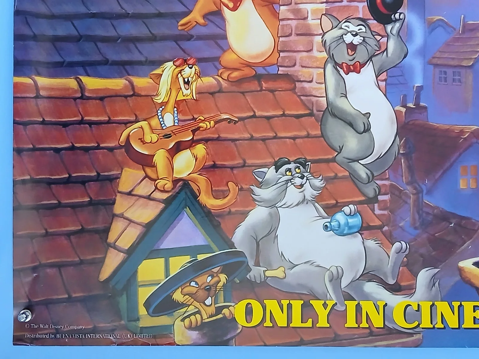 THE ARISTOCATS (1970) rare original Easter 1994 re-release ds rolled quad poster, image 4