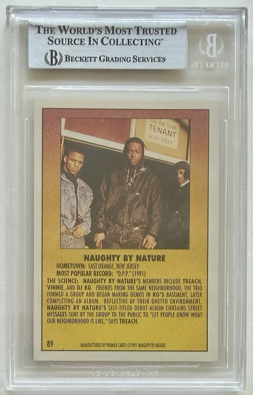 NAUGHTY BY NATURE TREACH SIGNED 1991 PREMIER RAP PACK #89 BECKETT AUTHENTIC AUTO, изображение 2
