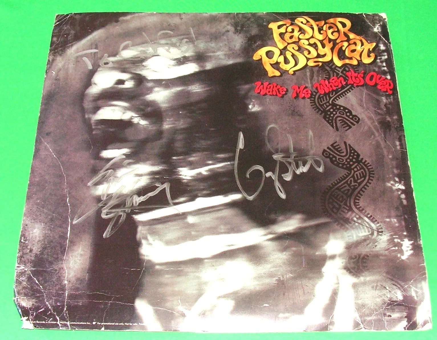 Faster Pussycat Wake Me When Its Over Signed 1/2 Album Cover, image 4