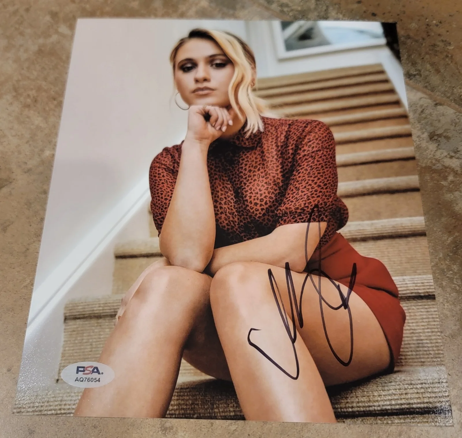 Maria Bakalova — Maria Bakalova signed 8x10 photo autograph PSA DNA photoshoot sitting stairs