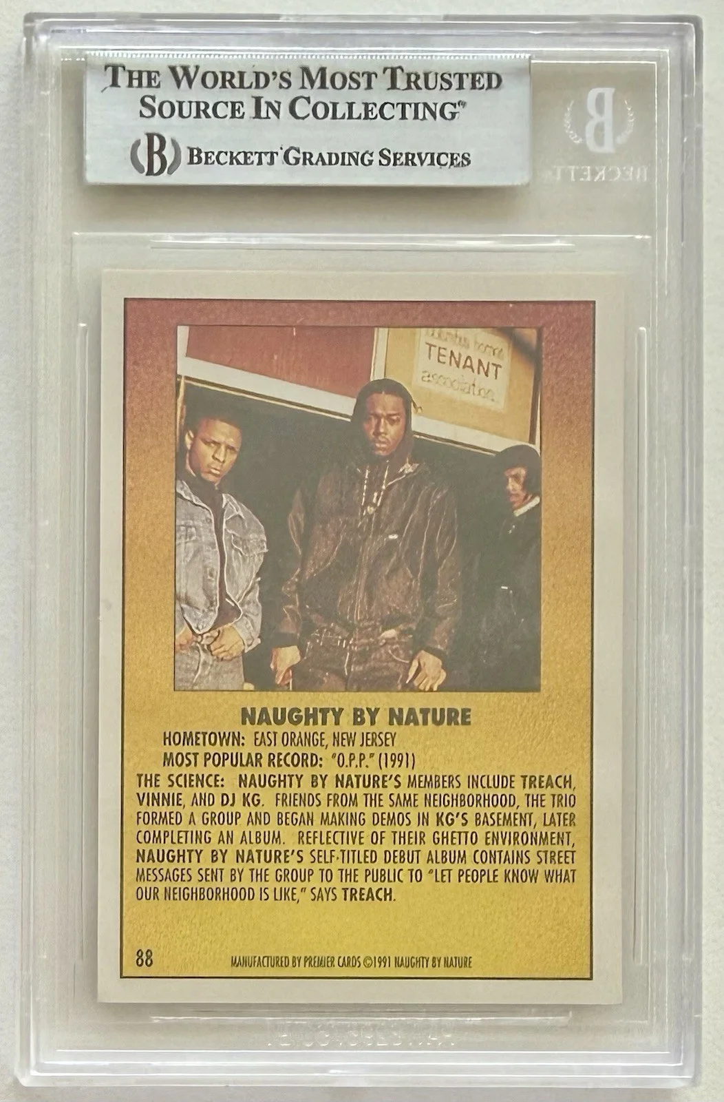 NAUGHTY BY NATURE TREACH SIGNED 1991 PREMIER RAP PACK #88 BECKETT AUTHENTIC AUTO, изображение 2