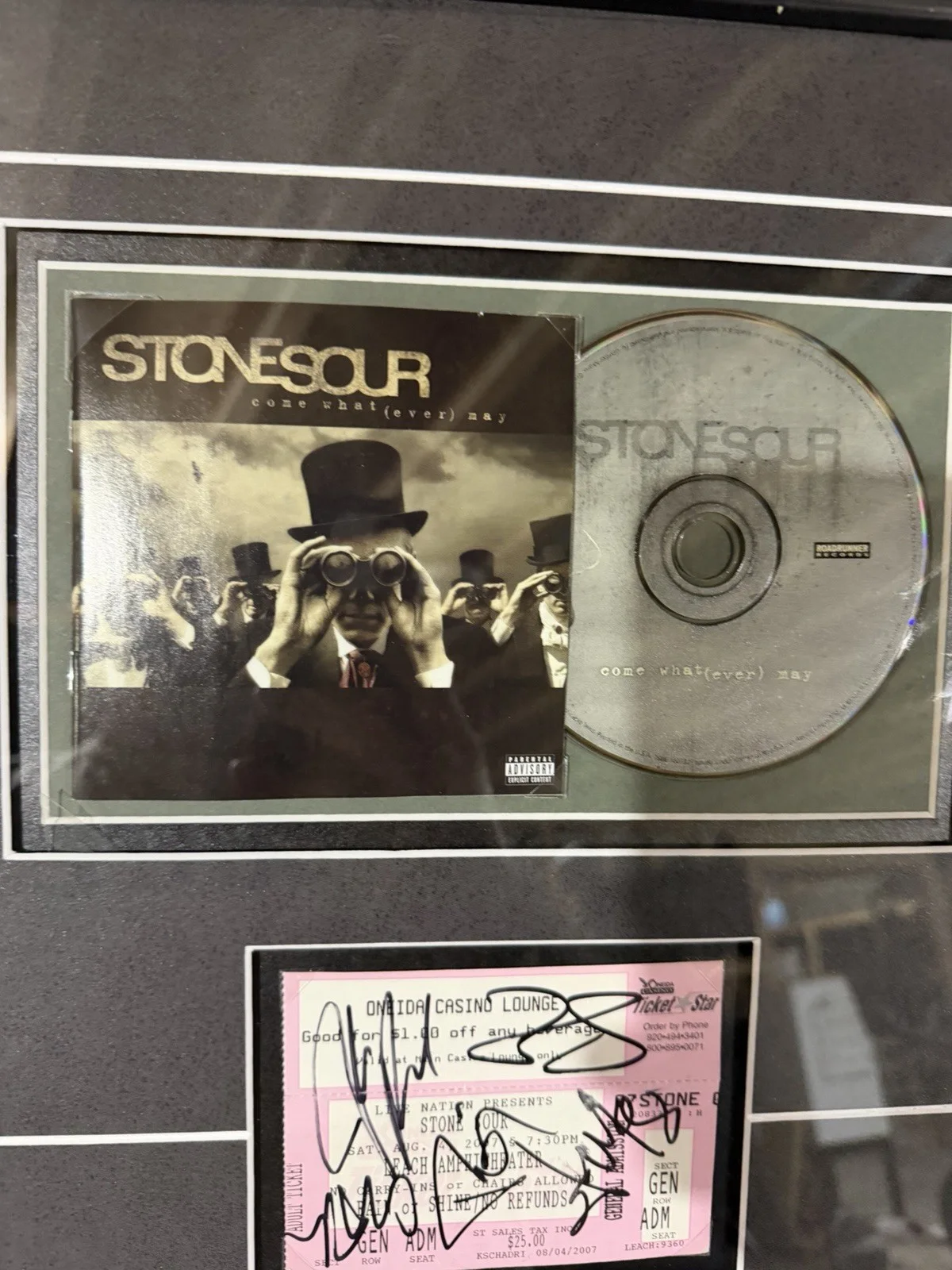 Stone Sour Autographed Venue Ticket Professionally Framed JSA LOA￼￼, image 3