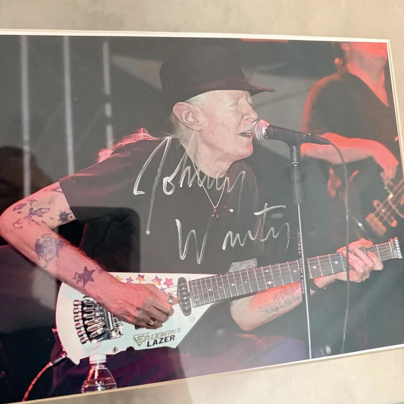JOHNNY WINTER Signed Autograph 15x12" Framed Photo, image 2