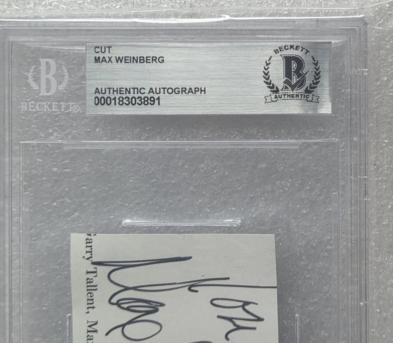 MAX WEINBERG BAS BECKETT COA SIGNED SLABBED AUTOGRAPHED CONAN DRUMMER E STREET, image 3
