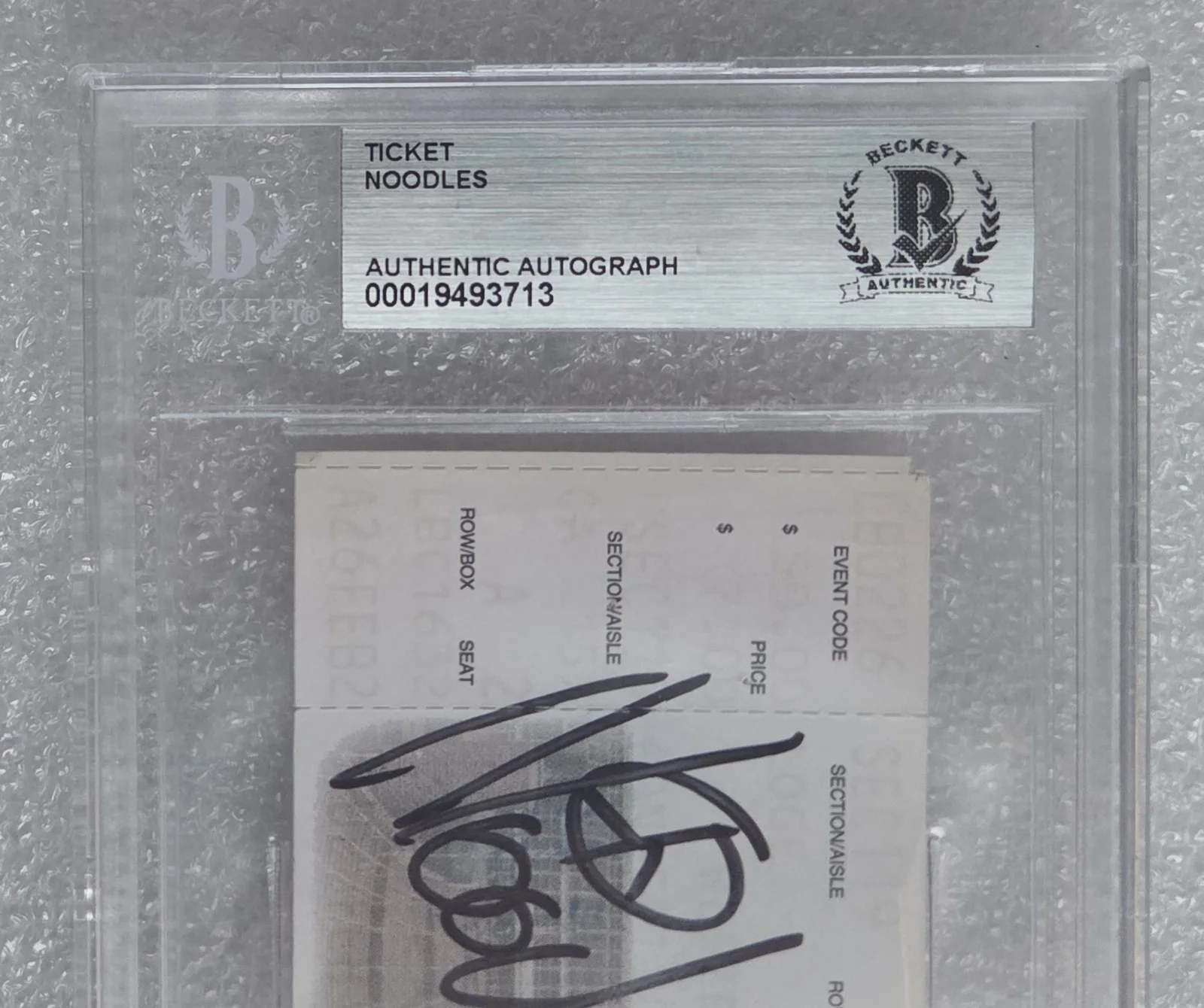 NOODLES SIGNED TICKET BECKETT BAS SLABBED SLAB THE OFFSPRING BAND AUTOGRAPHED, изображение 3