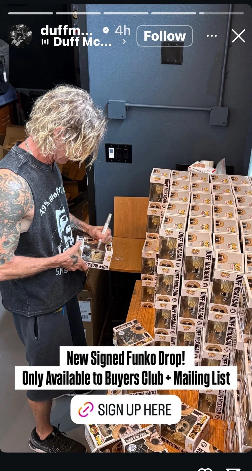 Duff McKagan Signed Guns N' Roses Funko Pop #403 Skeleton Duff, image 2