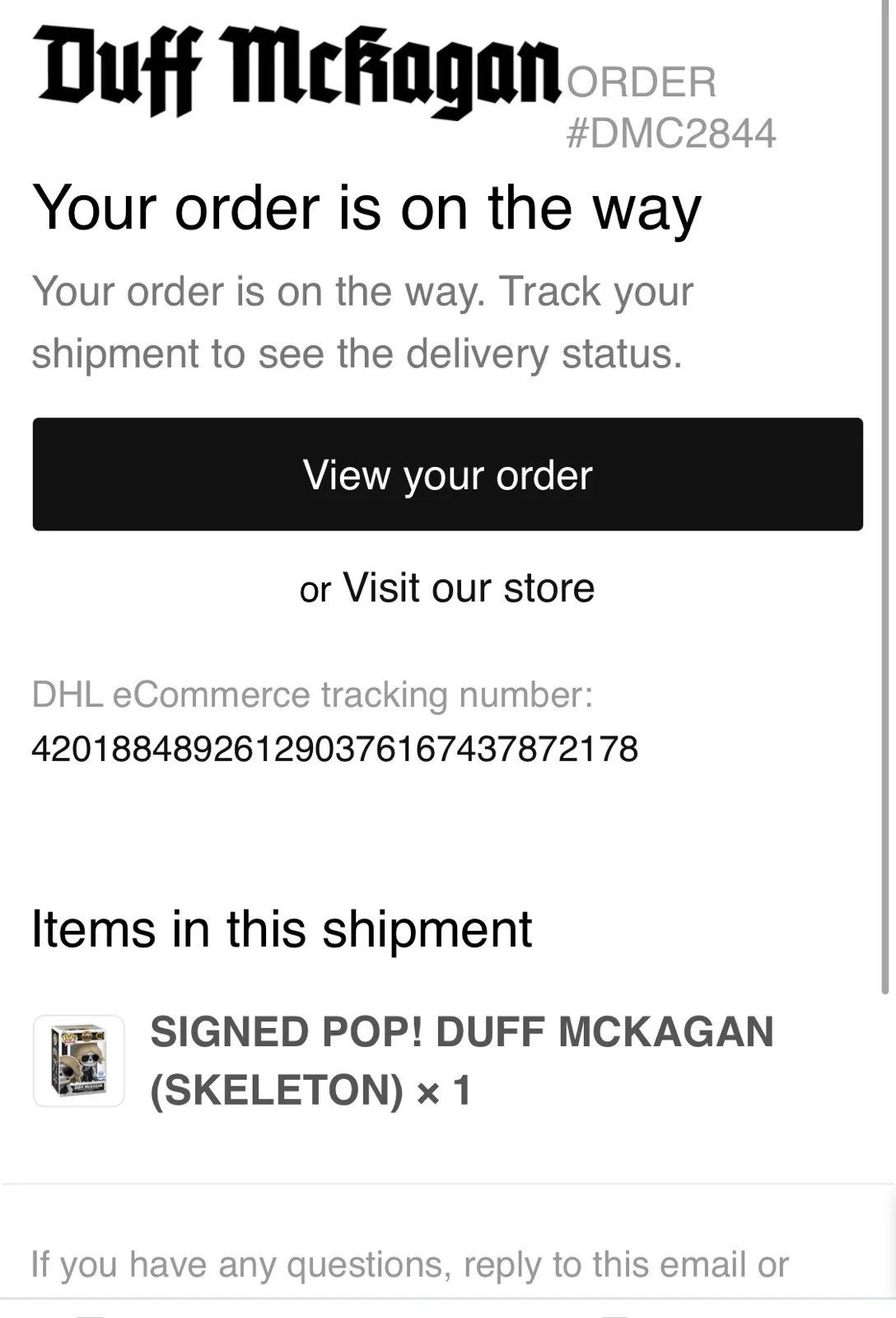 Duff McKagan Signed Guns N' Roses Funko Pop #403 Skeleton Duff, image 4